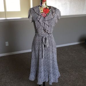 Brown and white polka dotted MSK dress